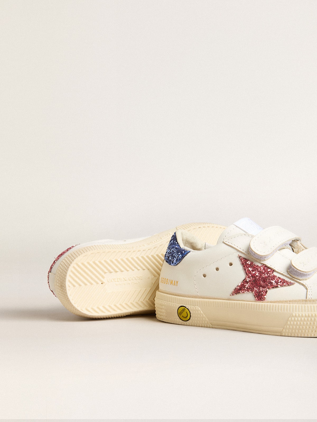Junior May School in leather with glitter star and heel tab
