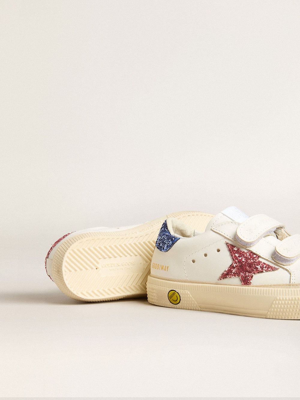 Junior May School in leather with glitter star and heel tab
