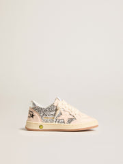Junior Ball Star in glitter with silver metallic leather heel tab