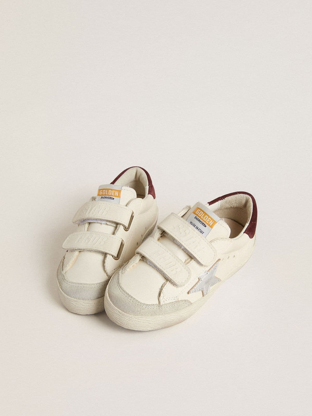 Junior Old School with silver metallic leather star and purple suede heel tab
