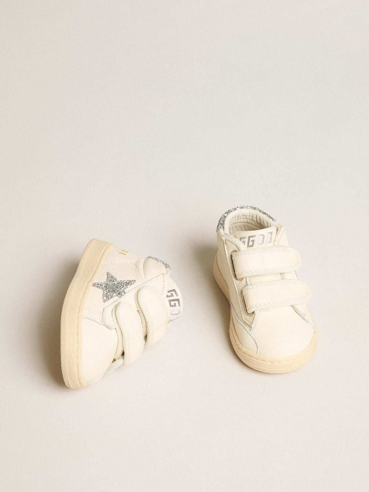 June in nappa leather with silver glitter star and heel tab
