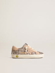 Junior Super-Star in glitter with suede star and heel tab