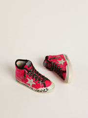 Young Francy in sequins with ice-gray suede star and animal-print laces