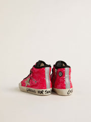 Young Francy in sequins with ice-gray suede star and animal-print laces