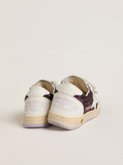 Young Ball Star in purple glitter with white leather star and heel tab