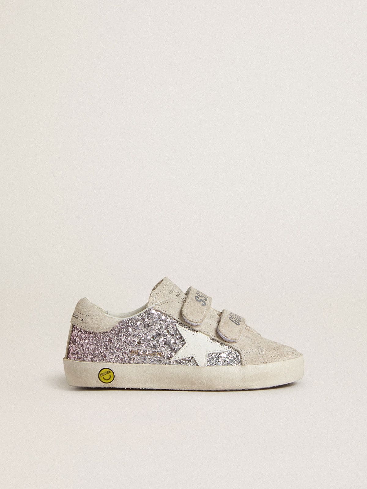 Young Old School in silver and pink glitter with white leather star