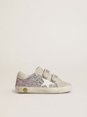 Young Old School in silver and pink glitter with white leather star