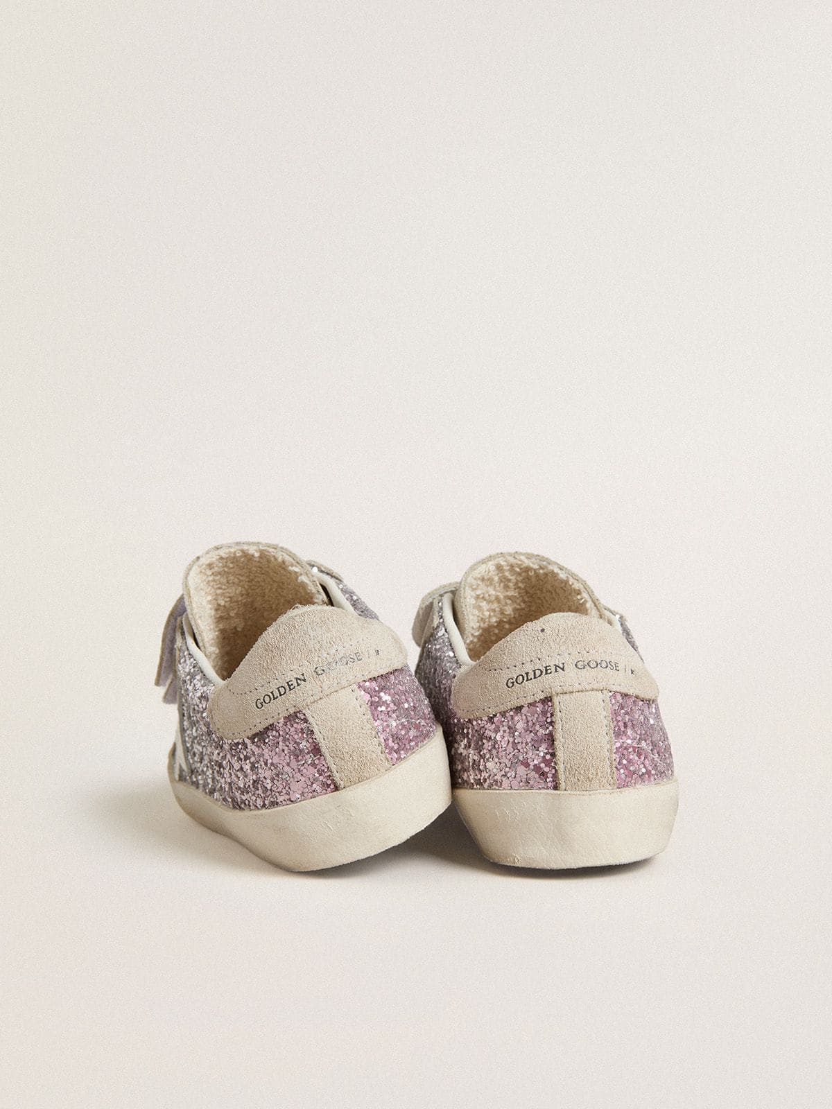 Young Old School in silver and pink glitter with white leather star