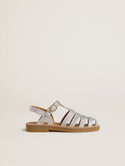 Maxime Junior sandals in silver micro-glitter