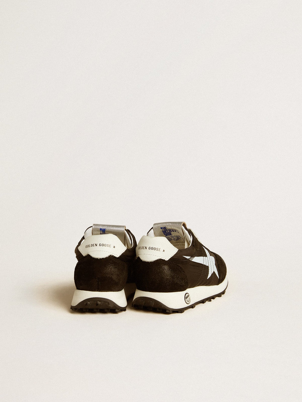 Young Marathon in black nylon with printed star and leather heel tab