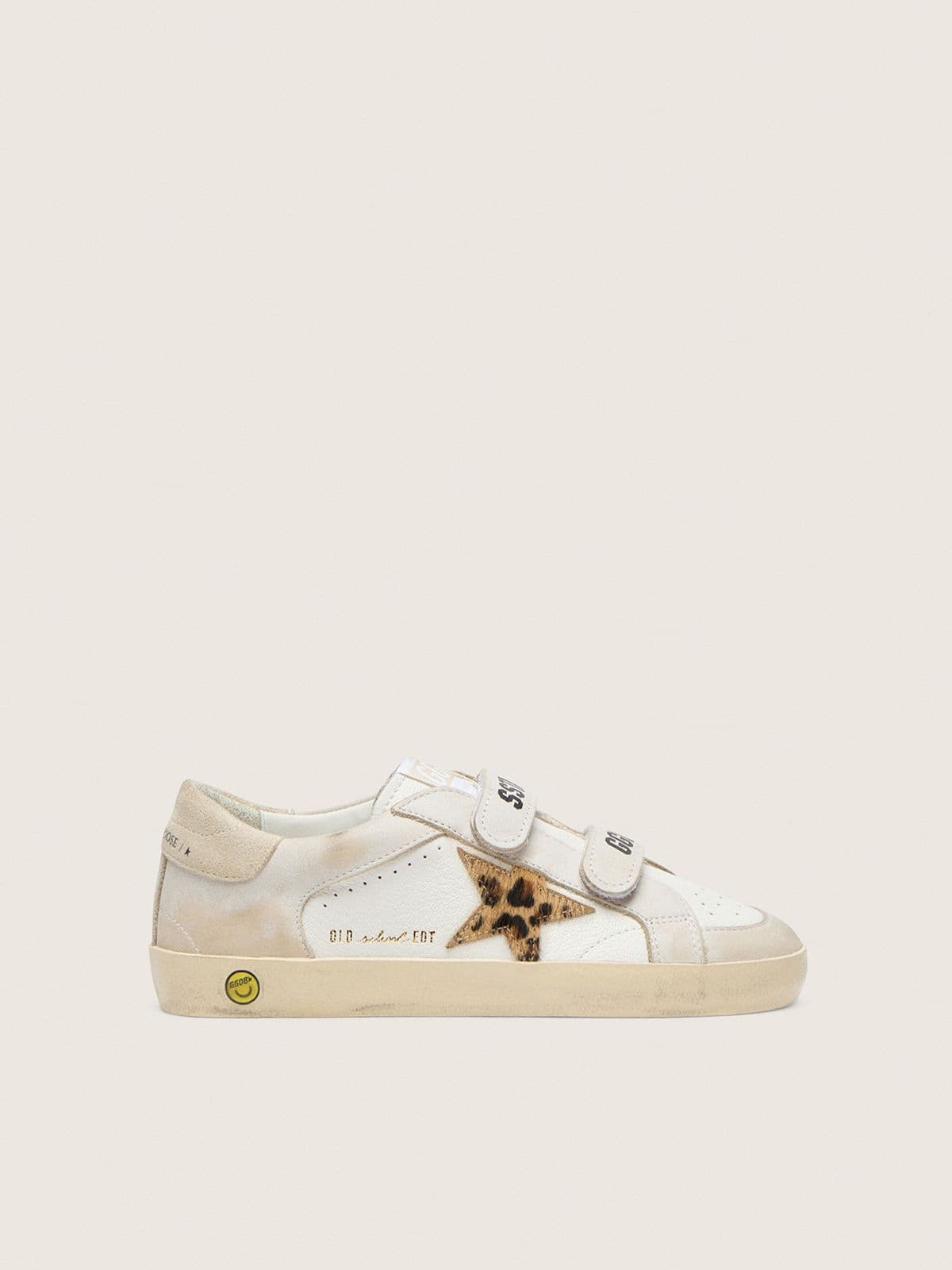 Young Old School in nappa with leopard-print pony skin star and leather inserts