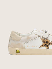 Young Old School in nappa with leopard-print pony skin star and leather inserts