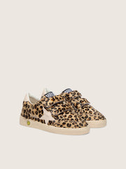 Young Ball Star in leopard-print pony skin with pink leather star and heel tab