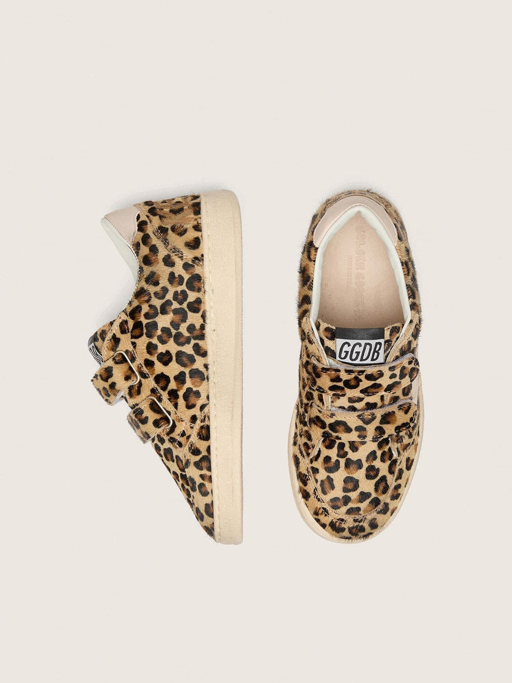 Young Ball Star in leopard-print pony skin with pink leather star and heel tab