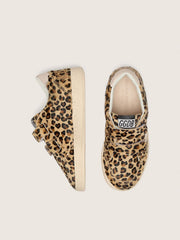 Young Ball Star in leopard-print pony skin with pink leather star and heel tab
