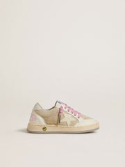 Young Ball Star in pearl suede with leather star and heel tab