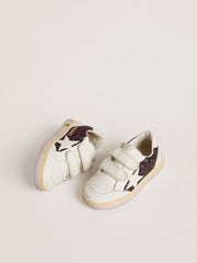Teen Ball Star in purple glitter with white leather star and heel tab