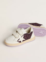 Teen Ball Star in purple glitter with white leather star and heel tab