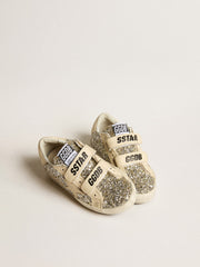Old School Young in platinum glitter with leather star and heel tab