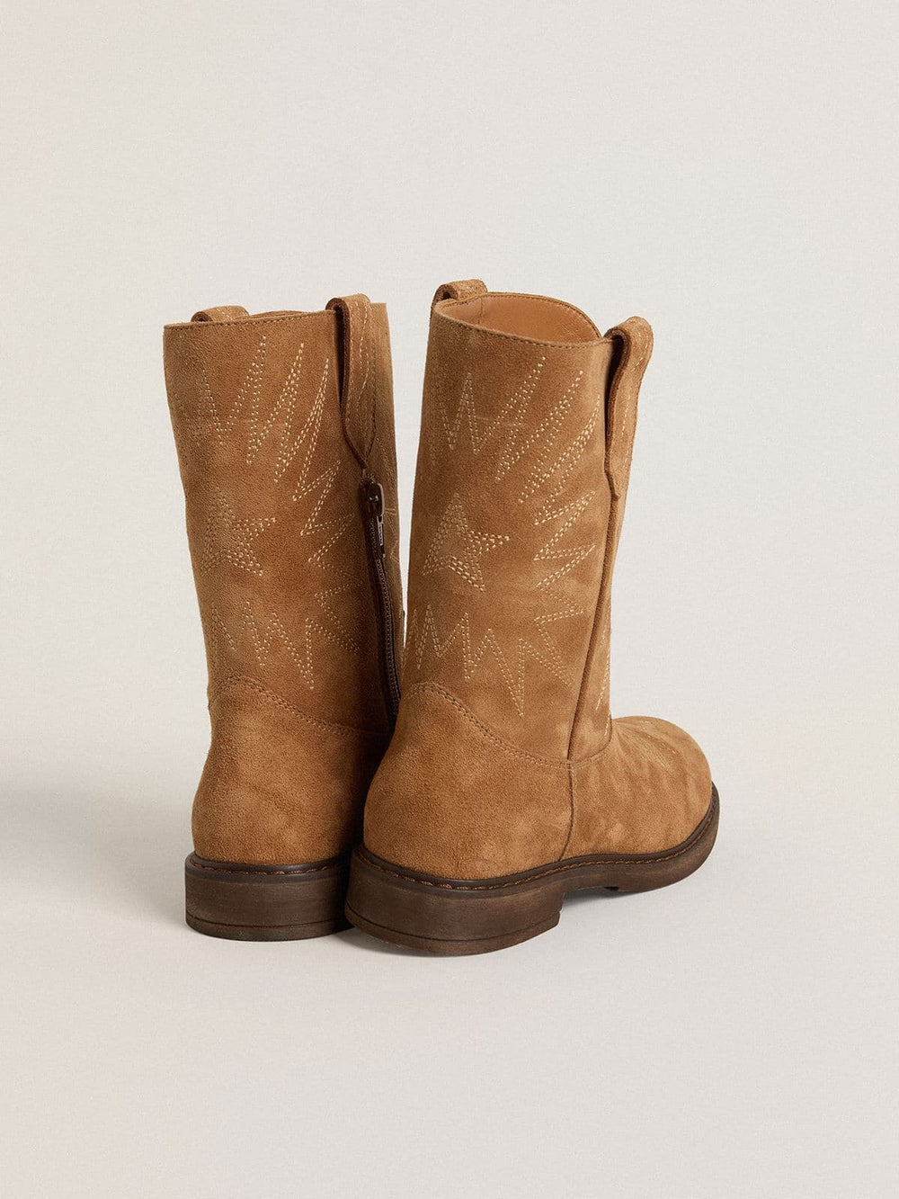 Wish Teen boots in camel suede with star embroidery