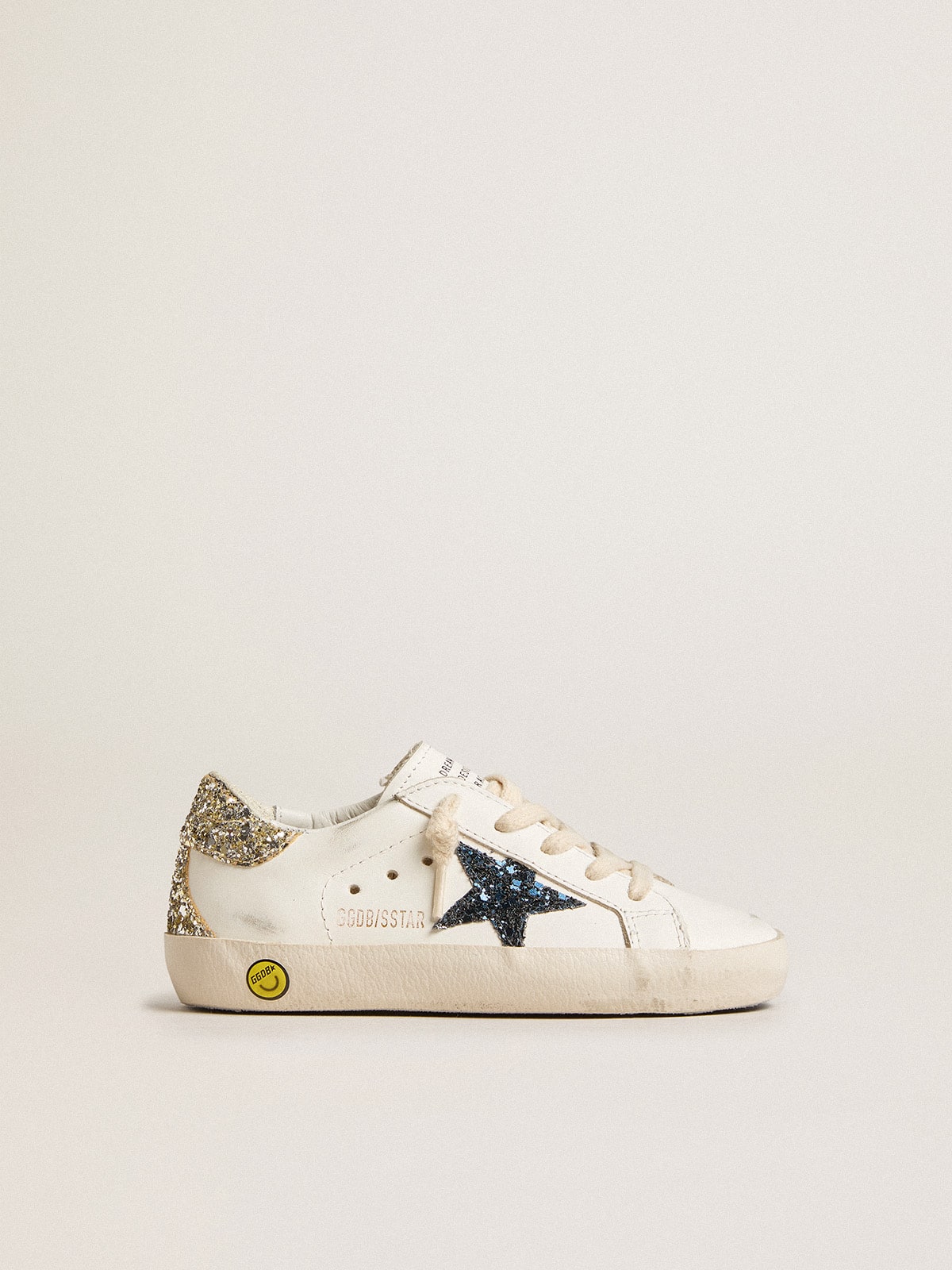 Young Super-Star in leather with glitter star and heel tab