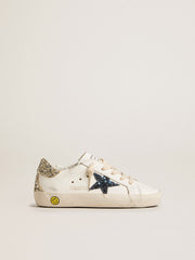 Young Super-Star in leather with glitter star and heel tab