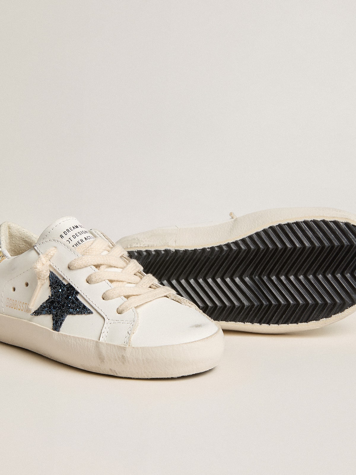 Young Super-Star in leather with glitter star and heel tab