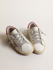 Super-Star Young with suede star and red leather heel tab