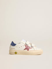 Young May School in leather with glitter star and heel tab