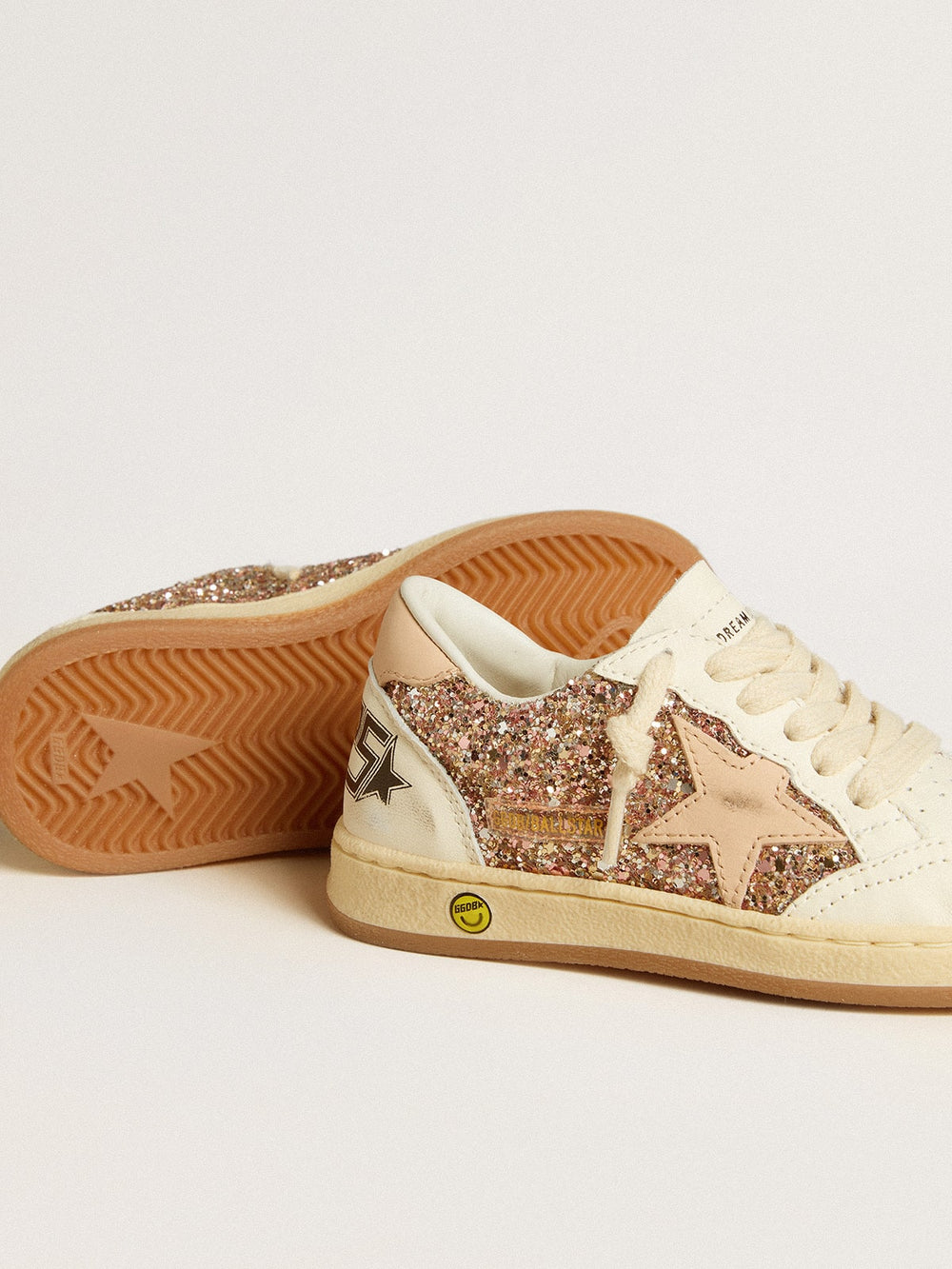 Ball Star Young in glitter and nappa with leather star and heel tab