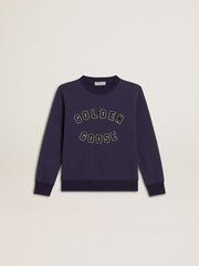 Blue-violet sweatshirt with Golden Goose lettering on the front