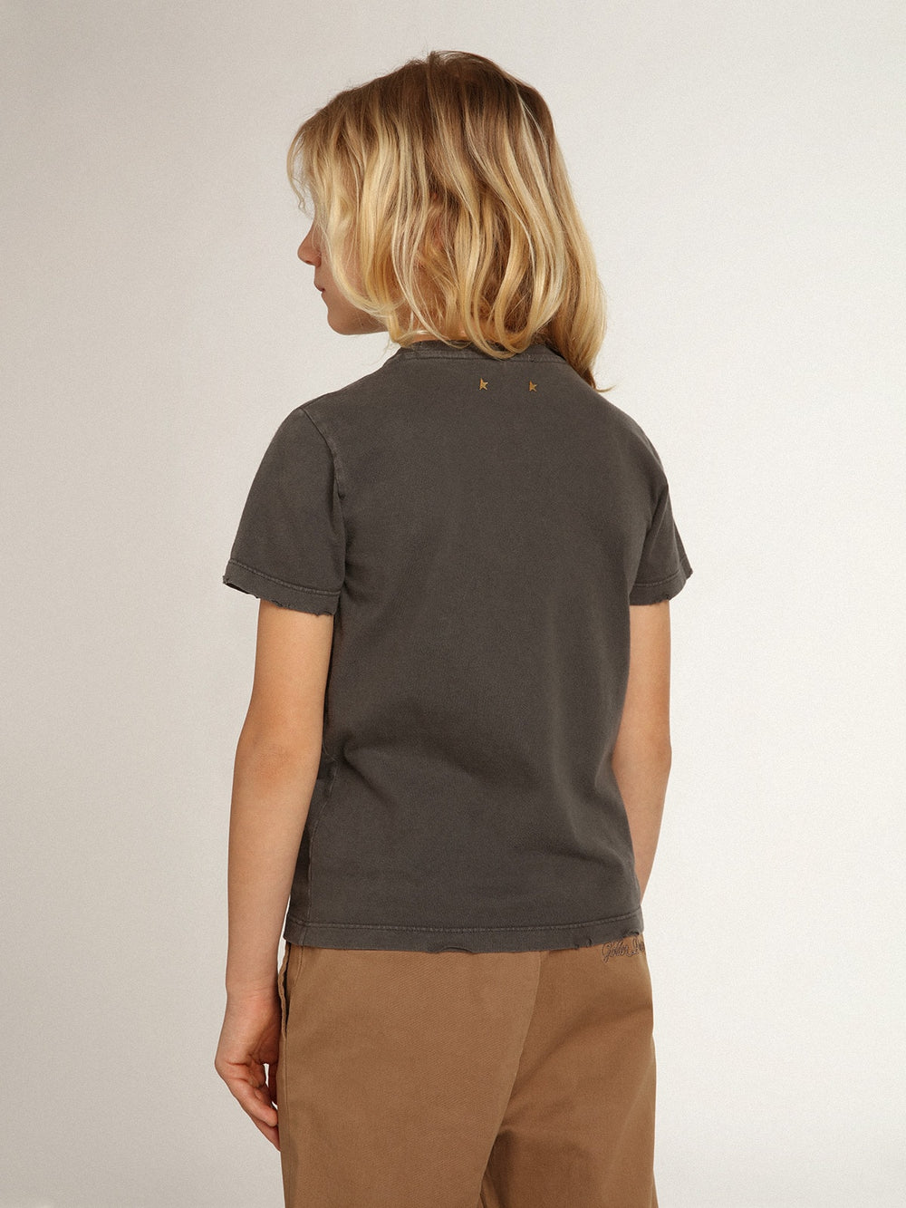 Boys’ T-shirt in gray with distressed treatment