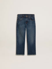 Boys' denim jeans with a raw edge and embroidery