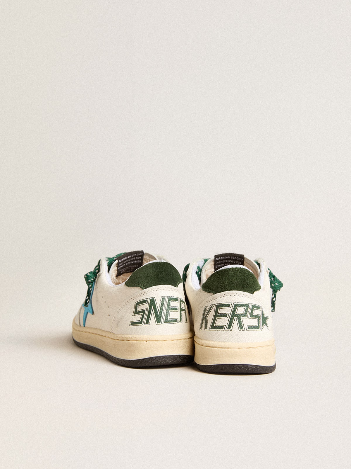 Junior Ball Star with turquoise star and green suede heel tab