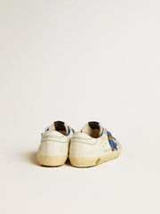 Super-Star Junior with blue leather star and ice-gray suede inserts