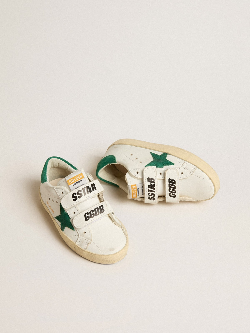 Old School Junior with green suede star and heel tab