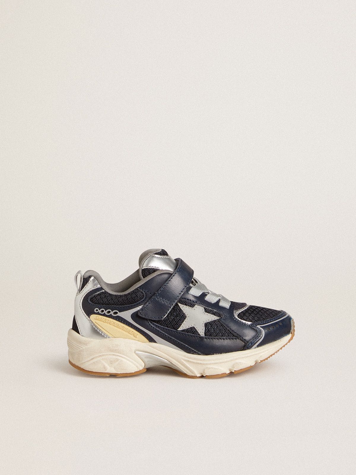 Young Lightstar in blue leather and mesh with gray leather star