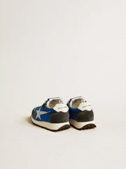 Marathon Young in blue nylon with printed star and leather heel tab