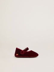 Sofi Baby ballet flats in burgundy velvet and suede