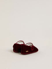 Sofi Baby ballet flats in burgundy velvet and suede