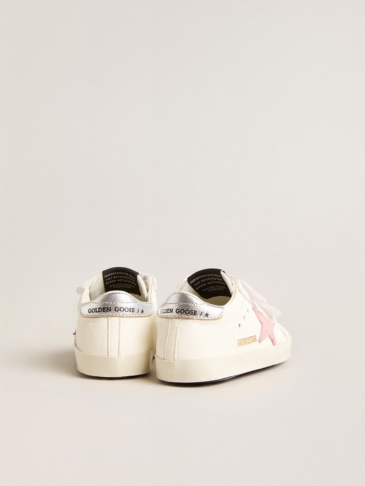 Baby Old School with pink leather star and silver leather heel tab