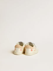 Baby School in nappa leather with pink rose motif and white suede star